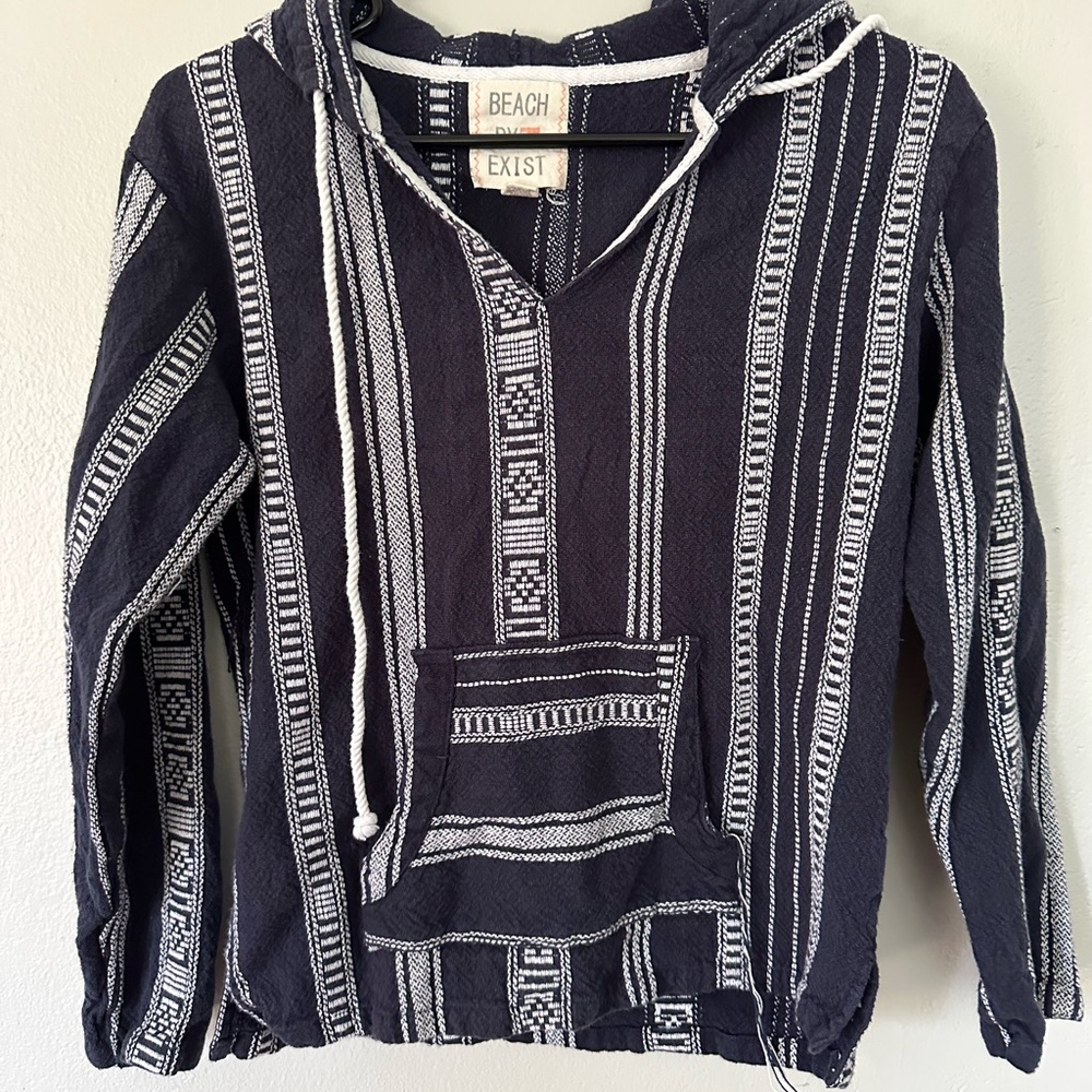 Exist Beach Black and White Striped Coverup